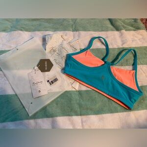 NWT sz S aqua dream / orange soda reversible sports bra